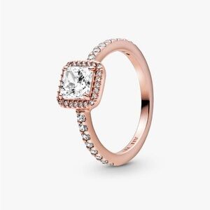 Pandora Square Sparkle Halo Ring Rose Gold
